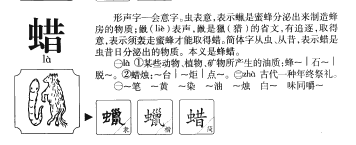 蜡字五行属什么-蜡字起名的寓意-蜡字意思