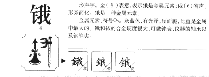 锇字五行属什么-锇字起名的寓意-锇字意思