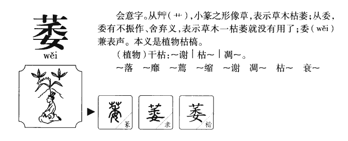 萎字五行属什么-萎字起名的寓意-萎字意思