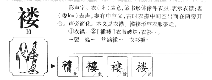 褛字五行属什么-褛字起名的寓意-褛字意思